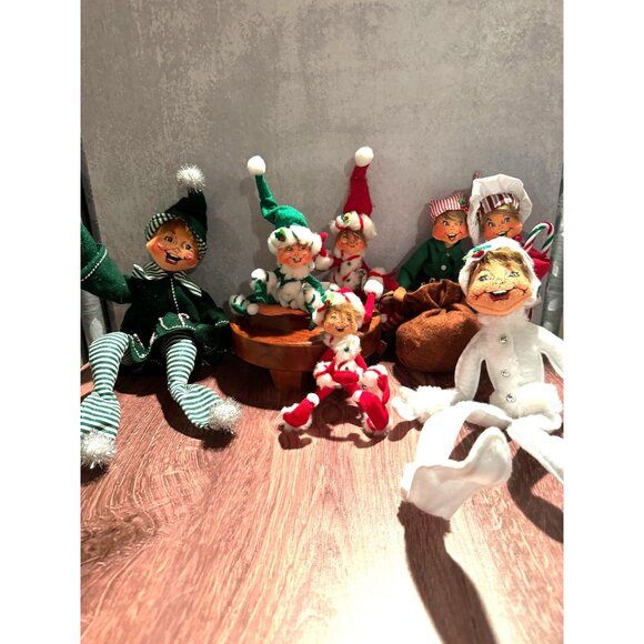 Lot of 7 Vintage Annalee Christmas Elves – Poseable Holiday Decorations Collecti - Picture 1 of 15
